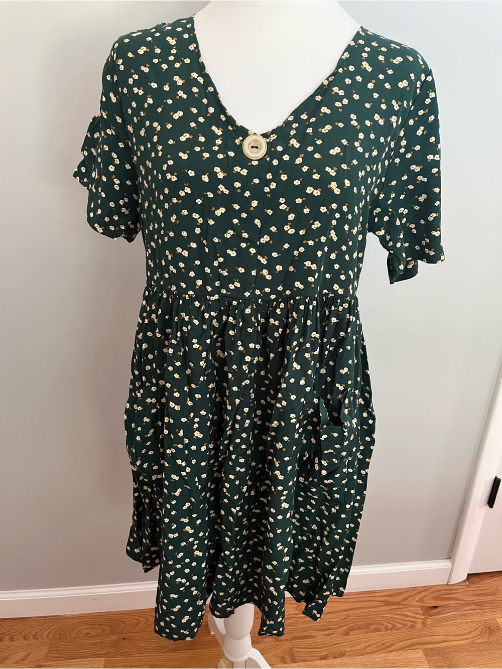 90s Dressing Clio ditsy floral print babydoll dress pockets cottagecore grunge S